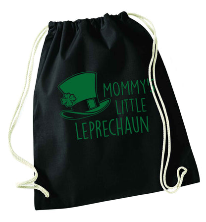 Mommy's little leprechaun black drawstring bag