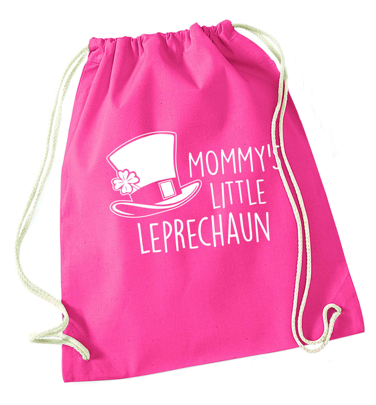 Mommy's little leprechaun pink drawstring bag