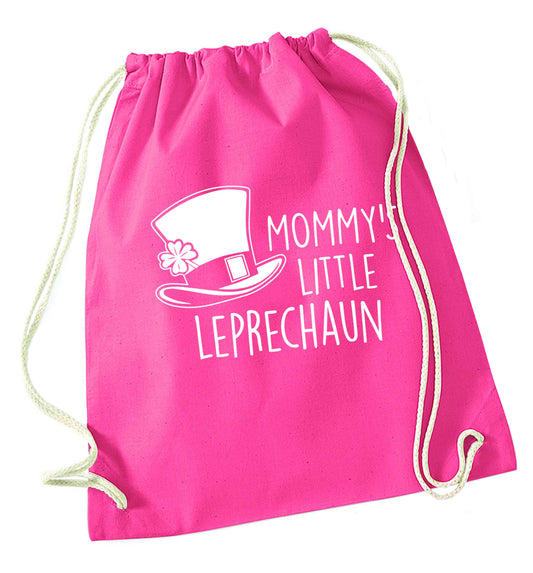 Mommy's little leprechaun pink drawstring bag