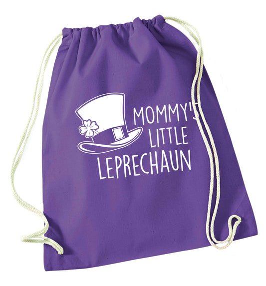 Mommy's little leprechaun purple drawstring bag