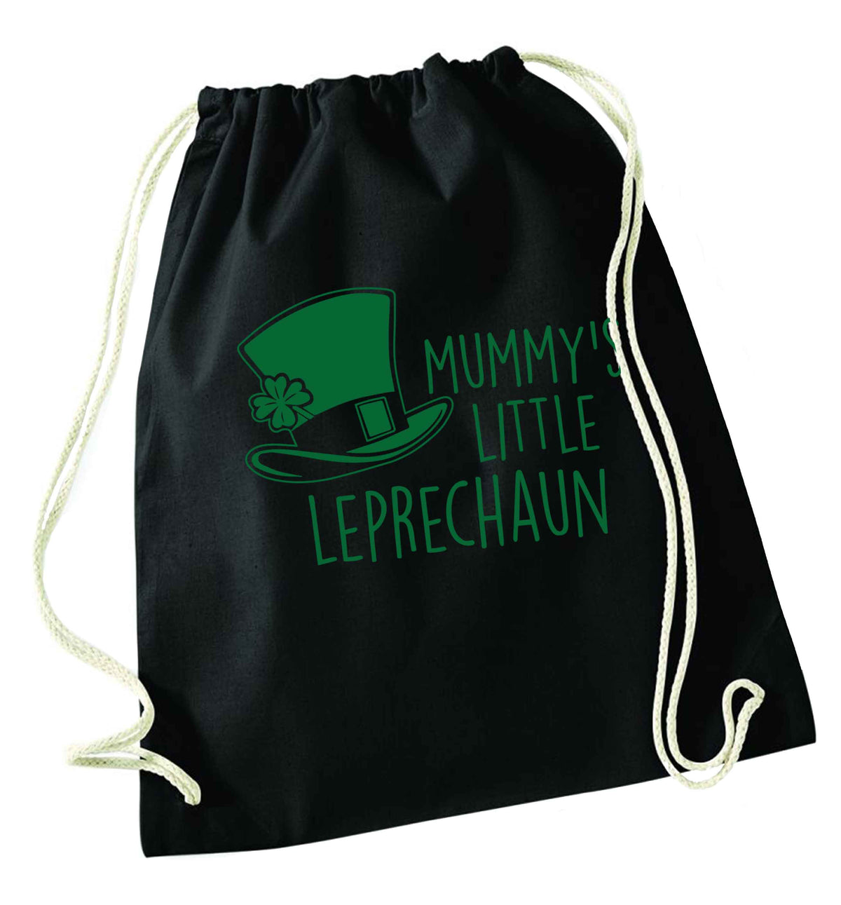 Mummy's little leprechaun black drawstring bag
