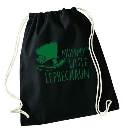 Mummy's little leprechaun black drawstring bag