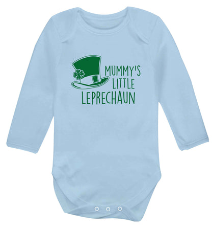 Mummy's little leprechaun baby vest long sleeved pale blue 6-12 months