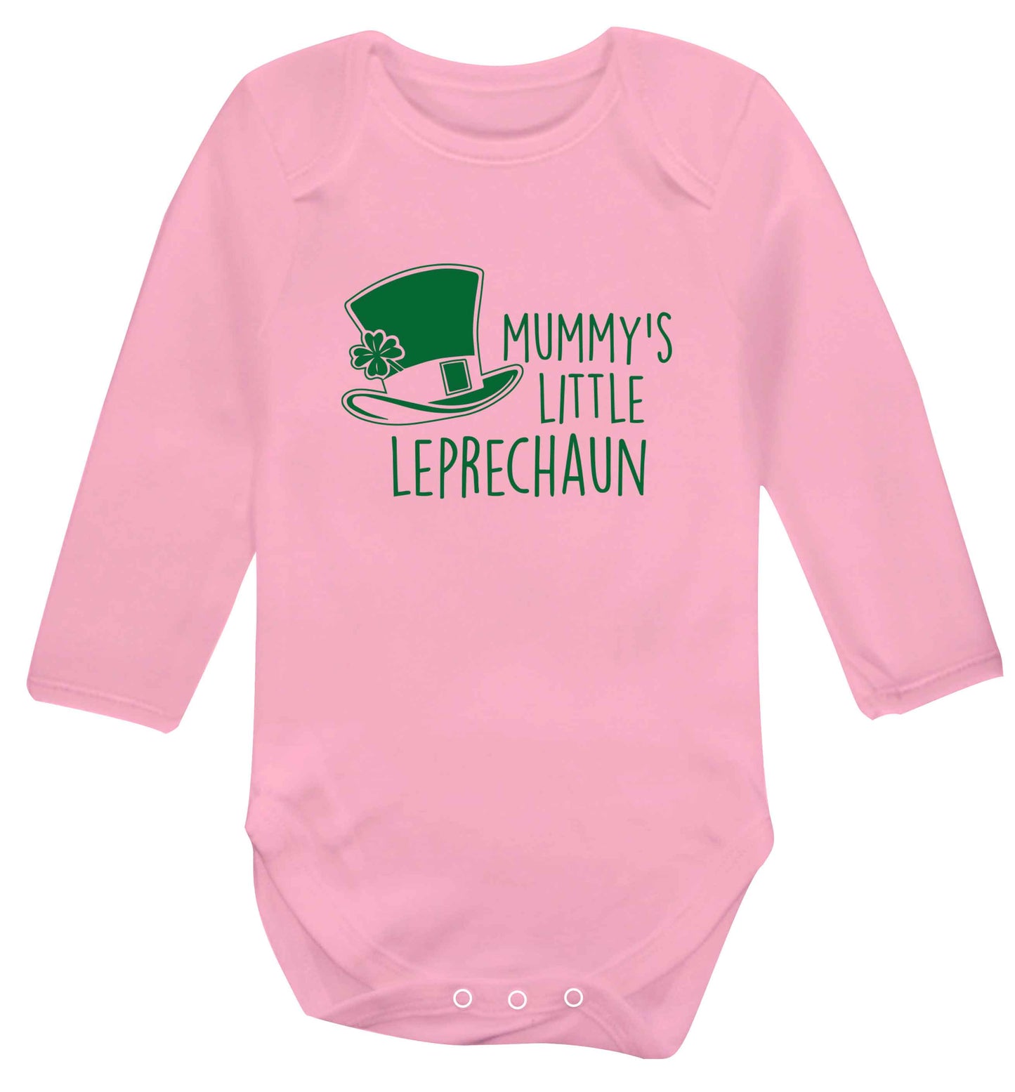 Mummy's little leprechaun baby vest long sleeved pale pink 6-12 months