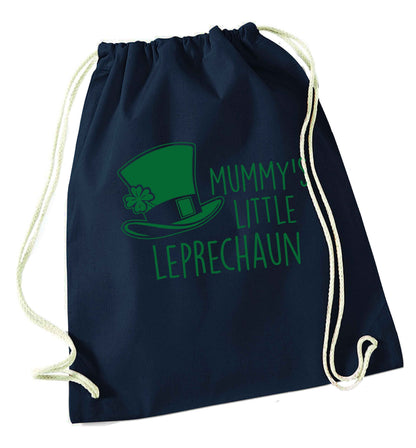 Mummy's little leprechaun navy drawstring bag