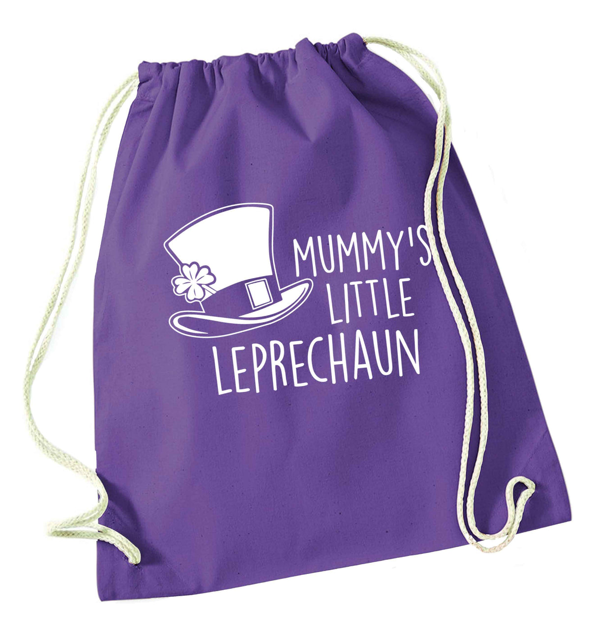 Mummy's little leprechaun purple drawstring bag