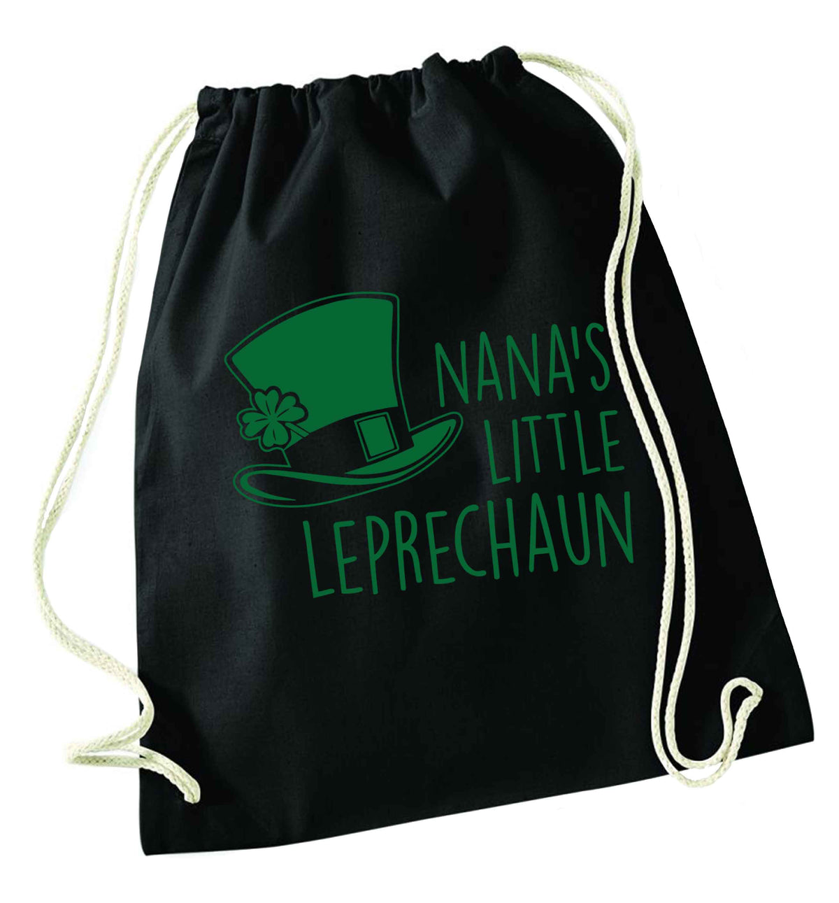 Nana's little leprechaun black drawstring bag
