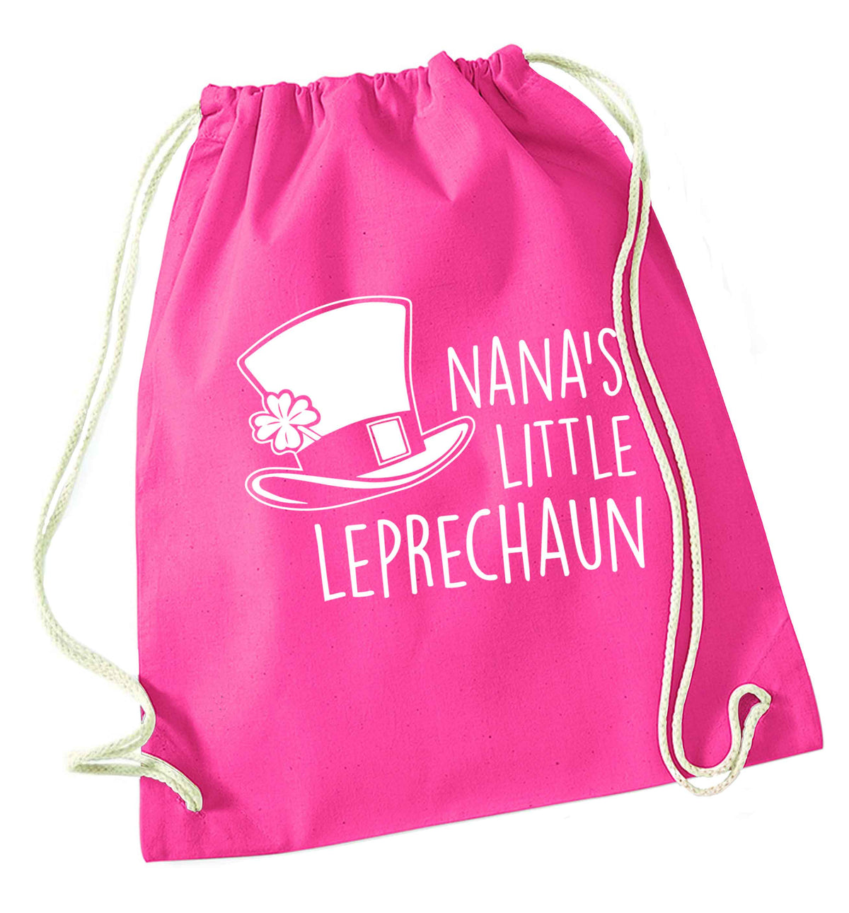 Nana's little leprechaun pink drawstring bag