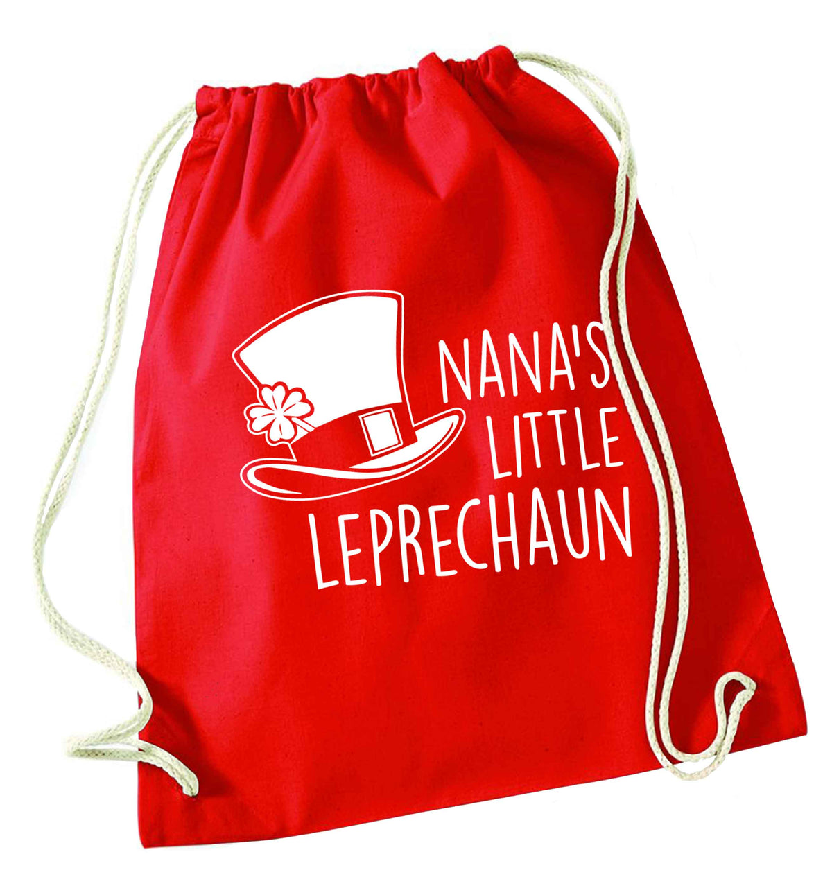 Nana's little leprechaun red drawstring bag 