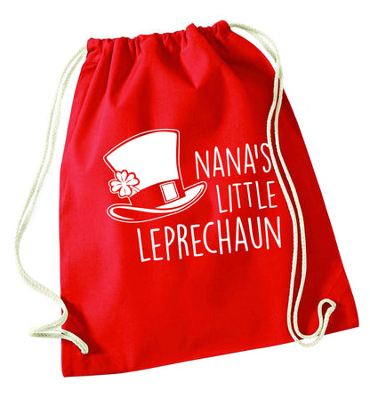 Nana's little leprechaun red drawstring bag 