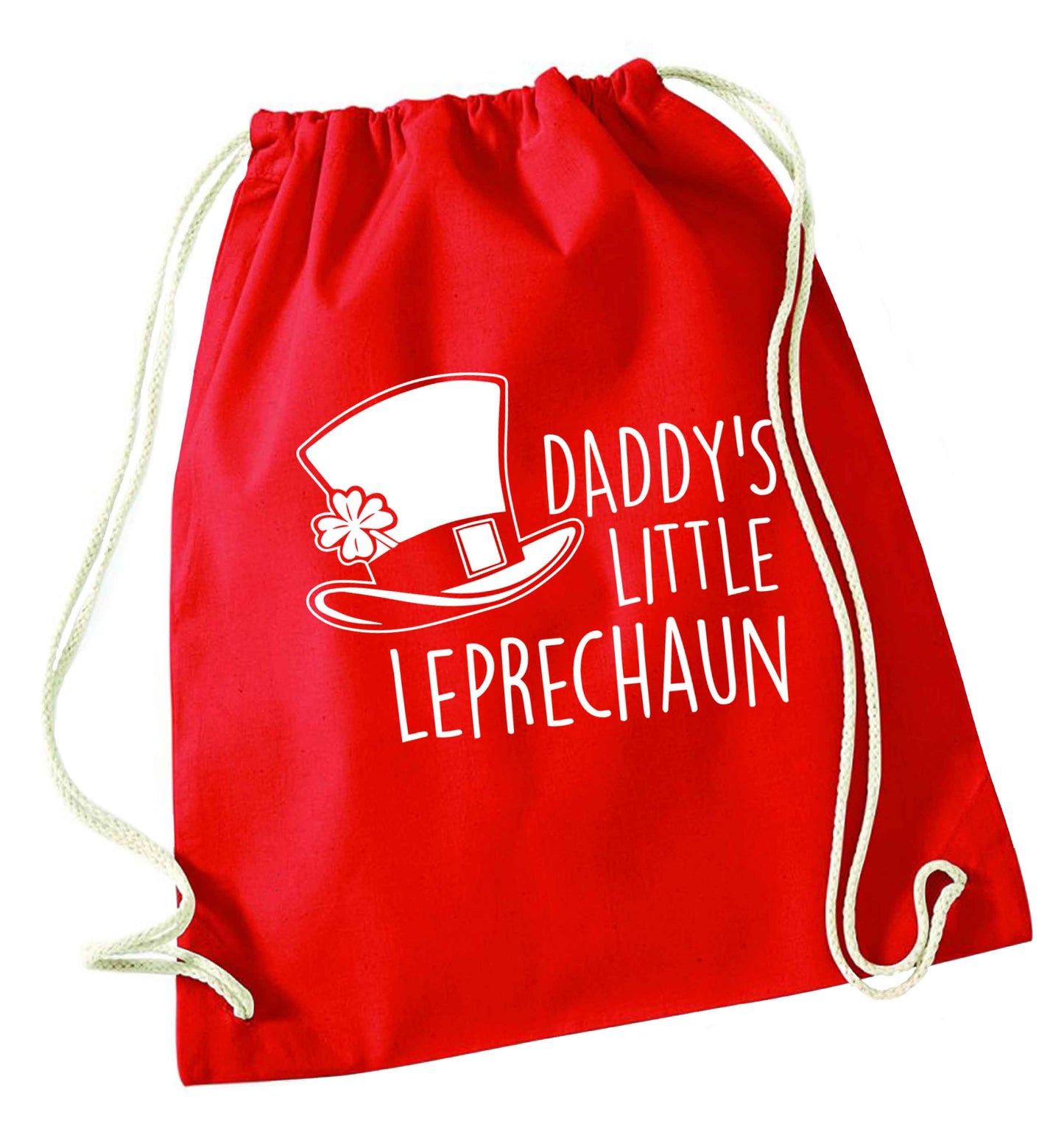 Daddy's little leprechaun red drawstring bag 