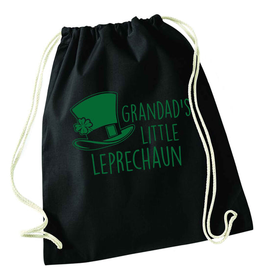 Grandad's little leprechaun black drawstring bag