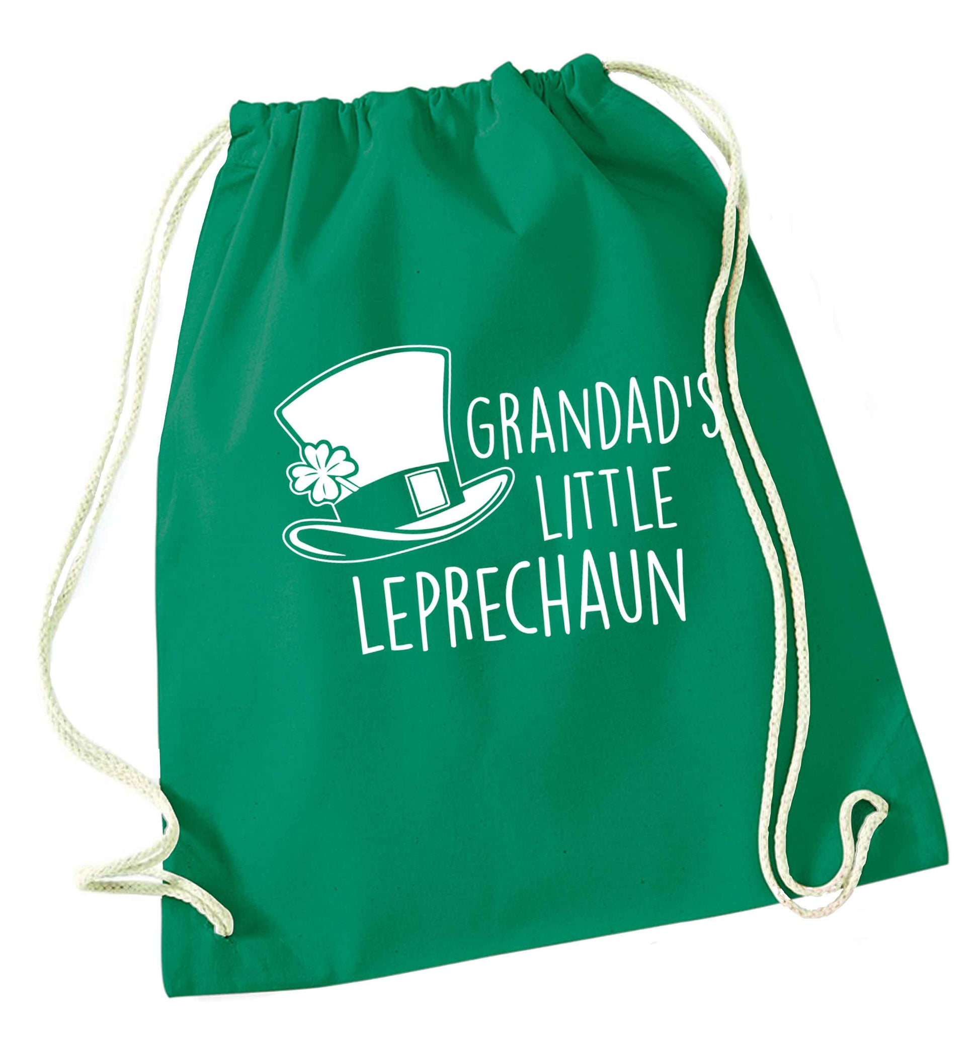 Grandad's little leprechaun green drawstring bag