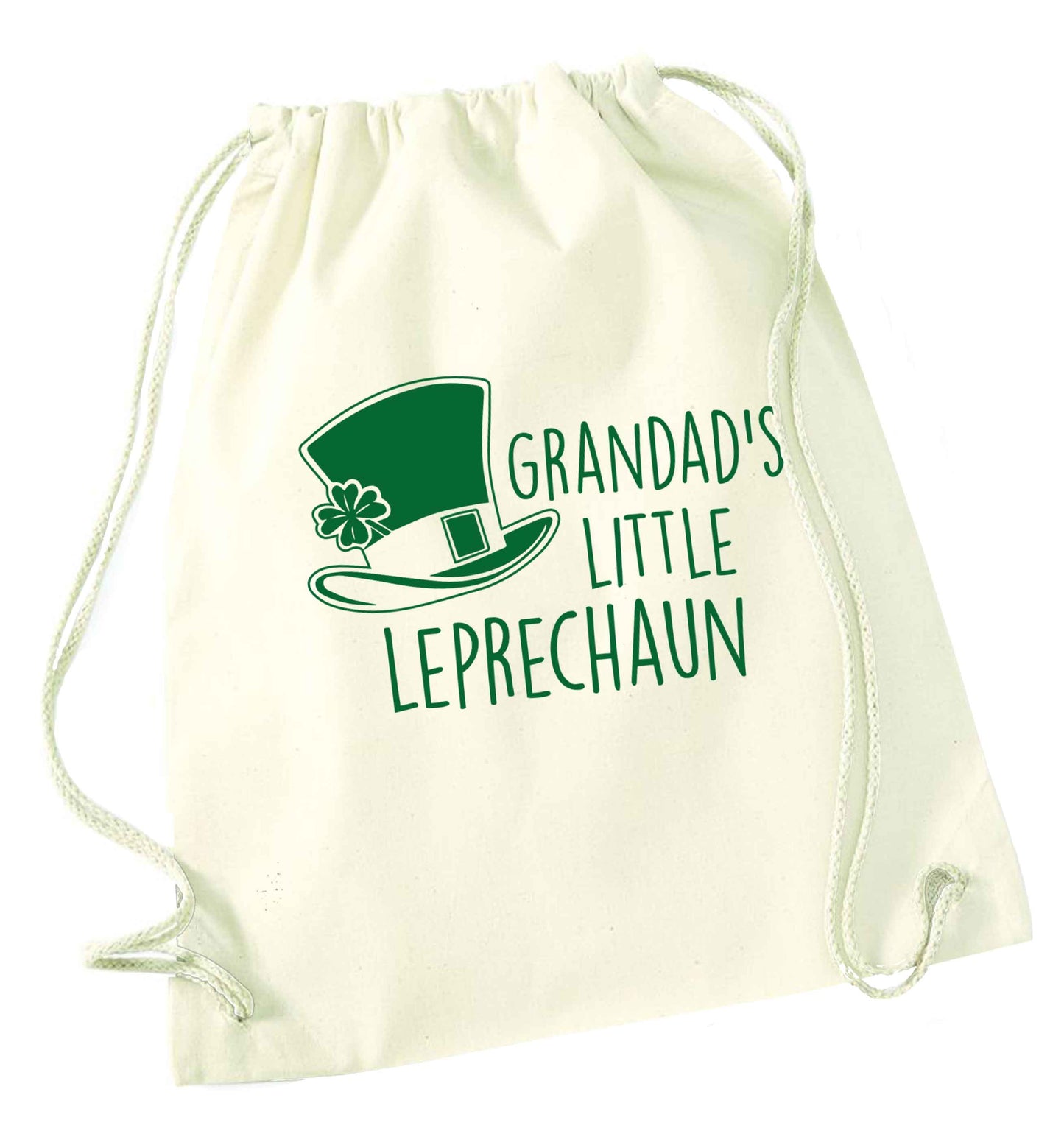 Grandad's little leprechaun natural drawstring bag