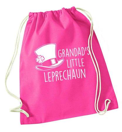 Grandad's little leprechaun pink drawstring bag