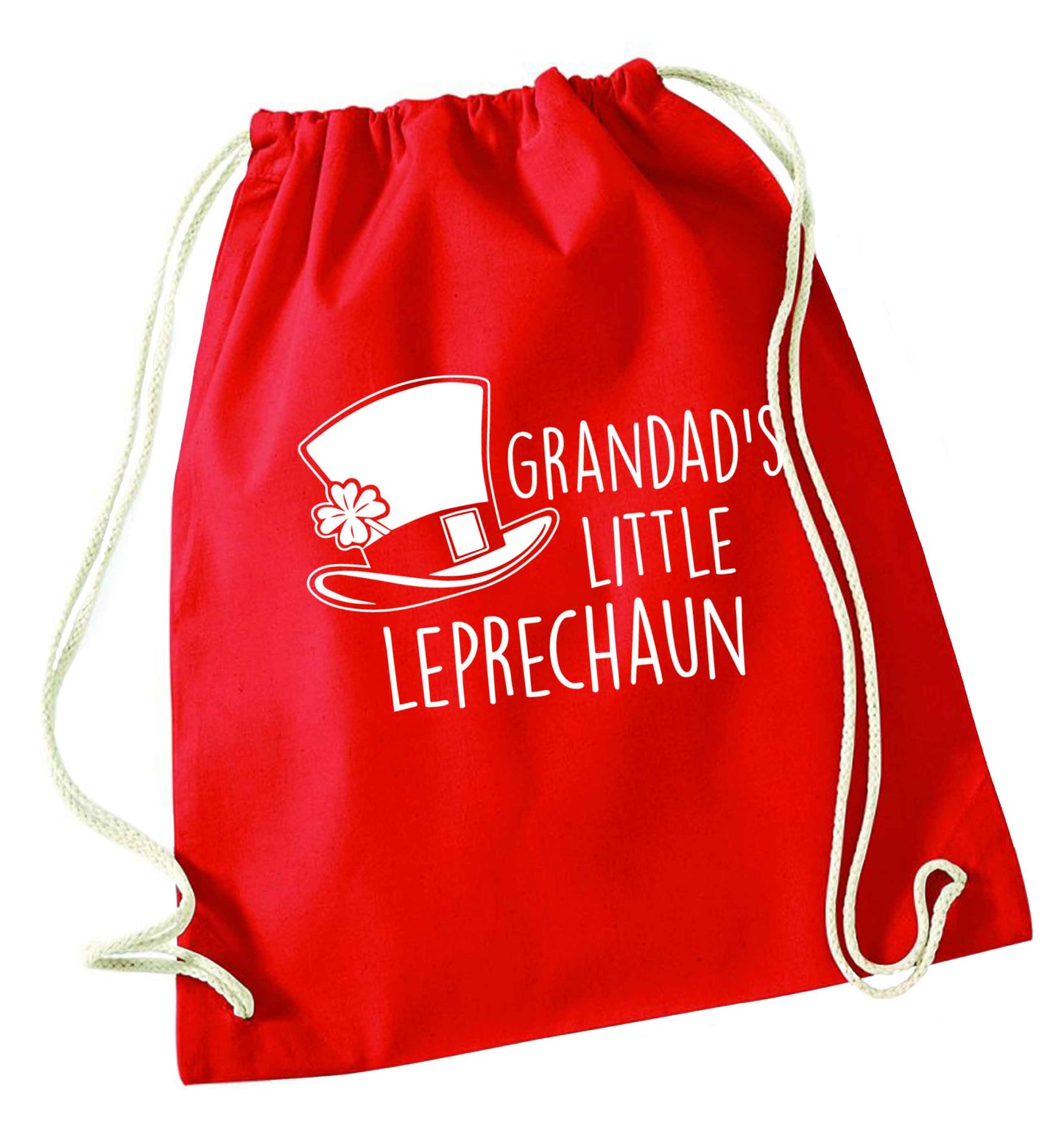 Grandad's little leprechaun red drawstring bag 