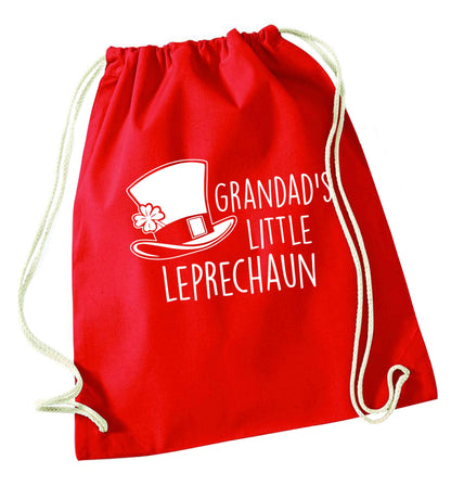 Grandad's little leprechaun red drawstring bag 