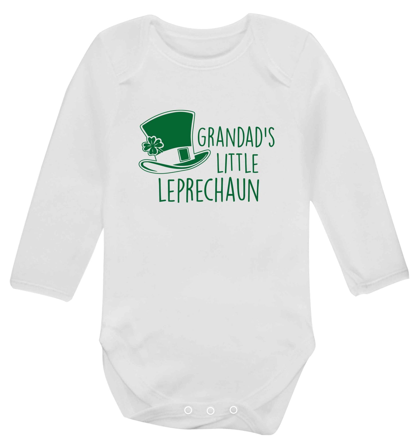 Grandad's little leprechaun baby vest long sleeved white 6-12 months
