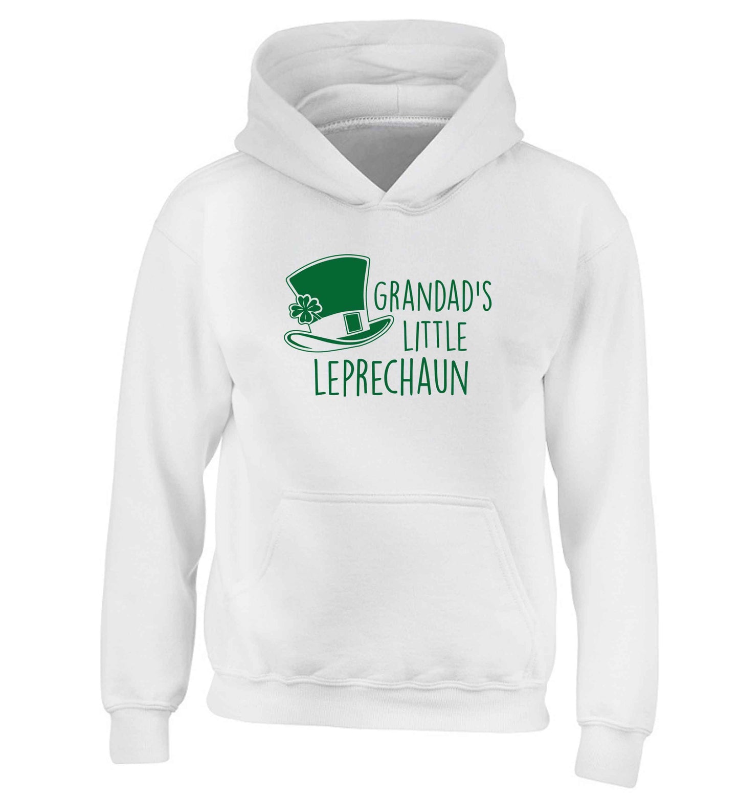 Grandad's little leprechaun children's white hoodie 12-13 Years