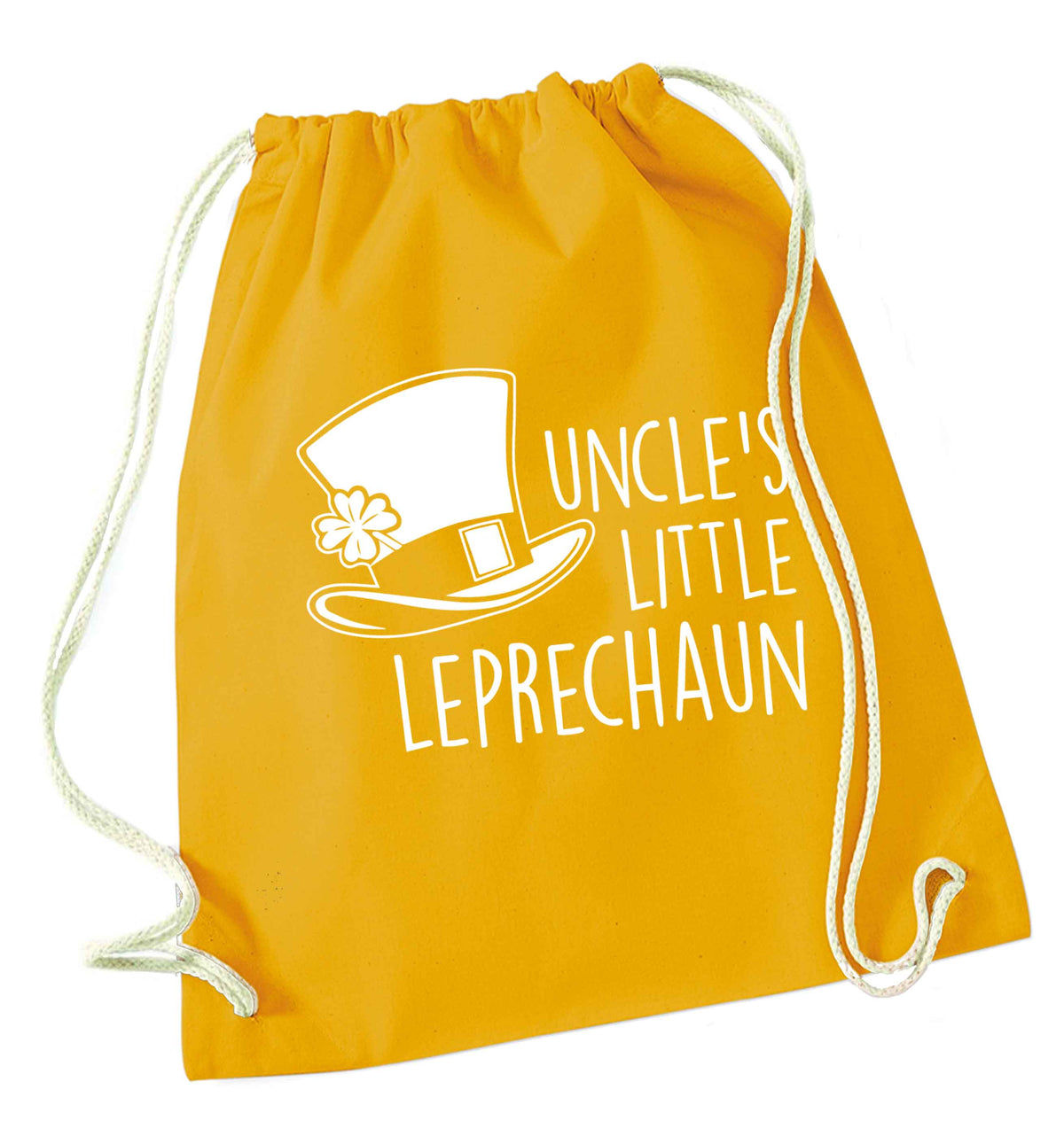 Uncles little leprechaun mustard drawstring bag