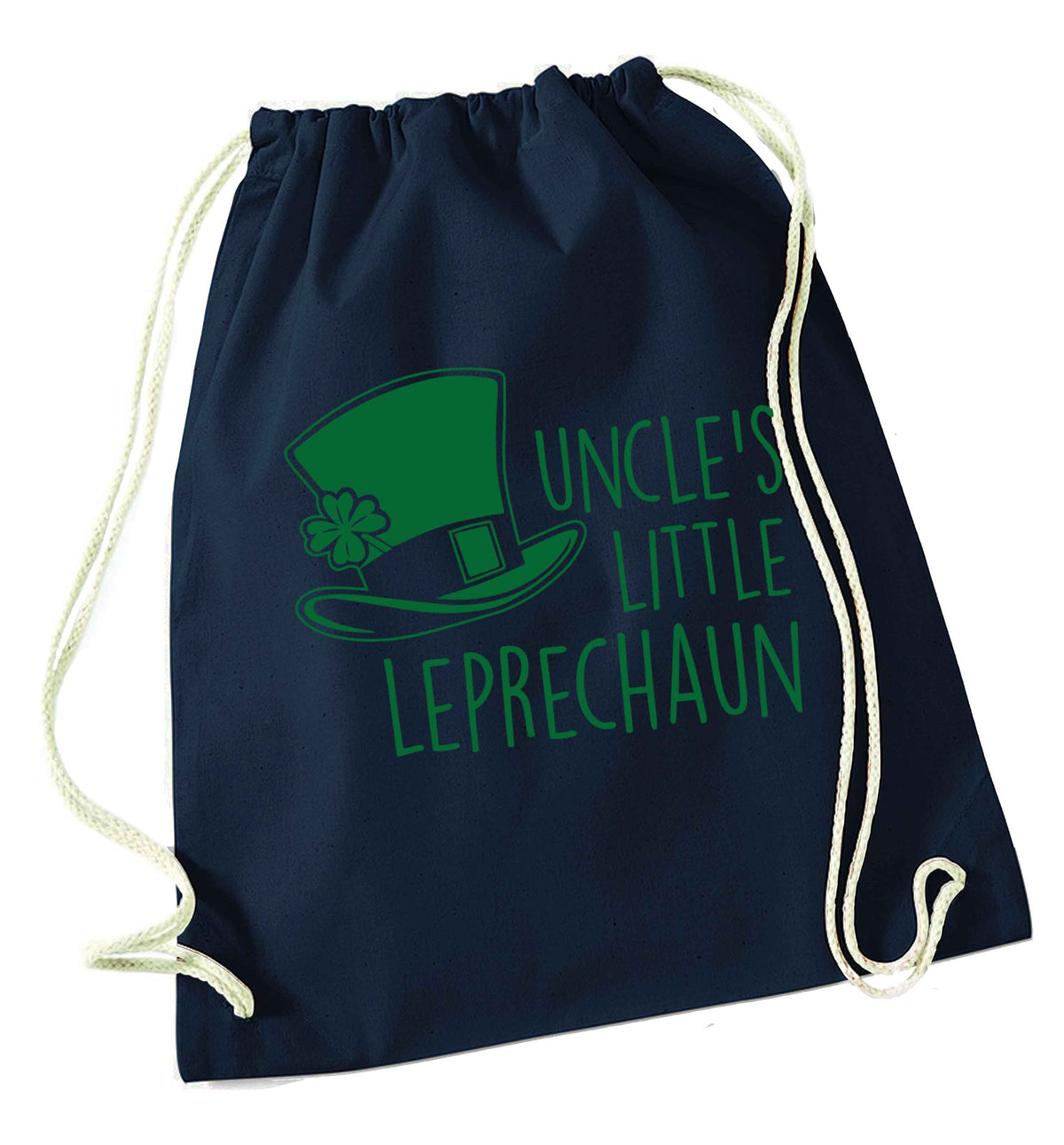 Uncles little leprechaun navy drawstring bag