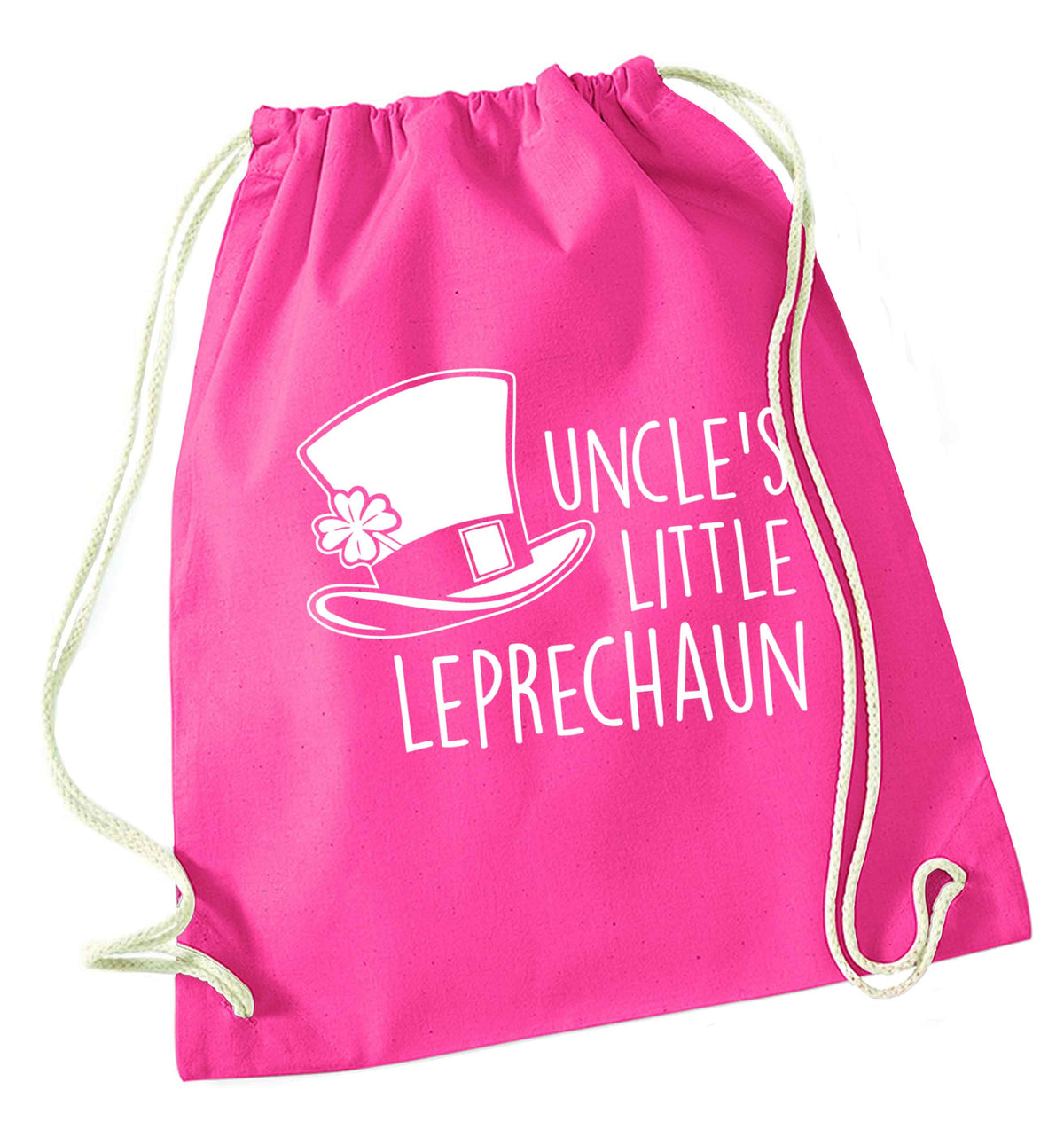 Uncles little leprechaun pink drawstring bag