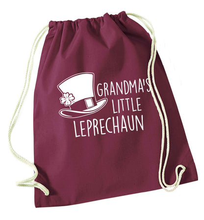 Grandma's little leprechaun maroon drawstring bag