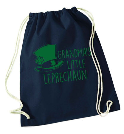 Grandma's little leprechaun navy drawstring bag