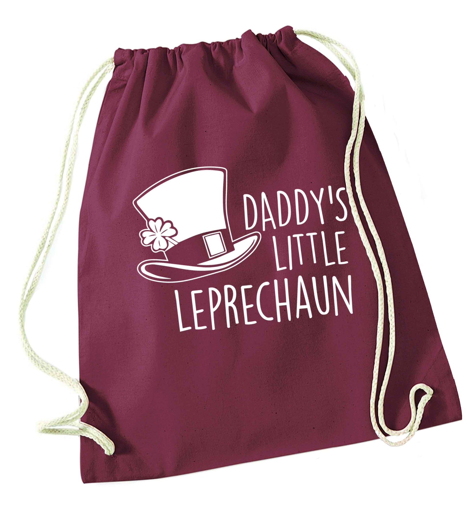 Daddy's lucky charm maroon drawstring bag