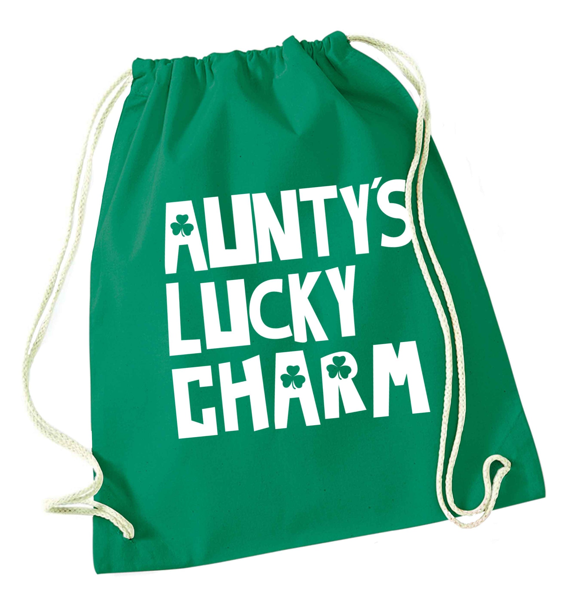 Aunty's lucky charm green drawstring bag