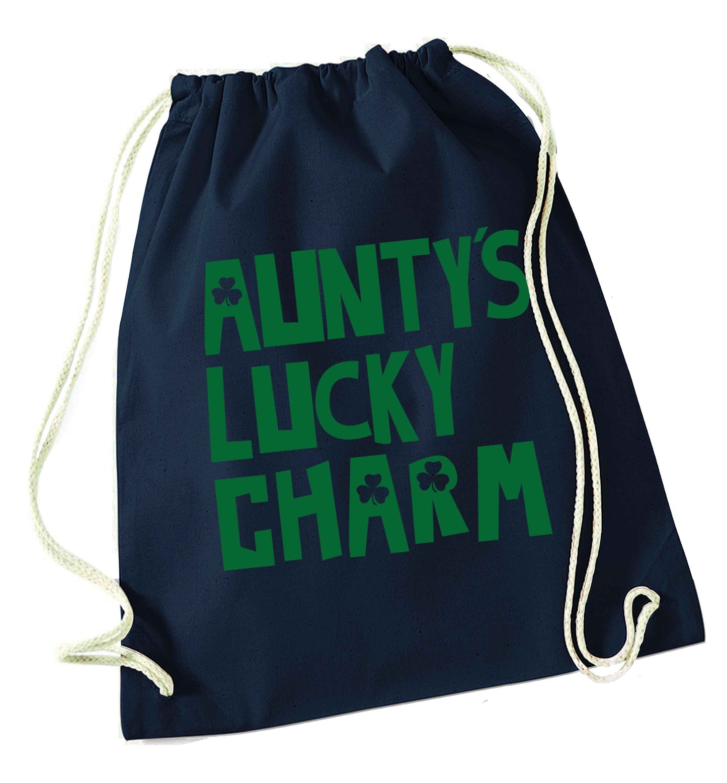Aunty's lucky charm navy drawstring bag
