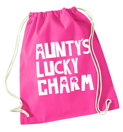Aunty's lucky charm pink drawstring bag