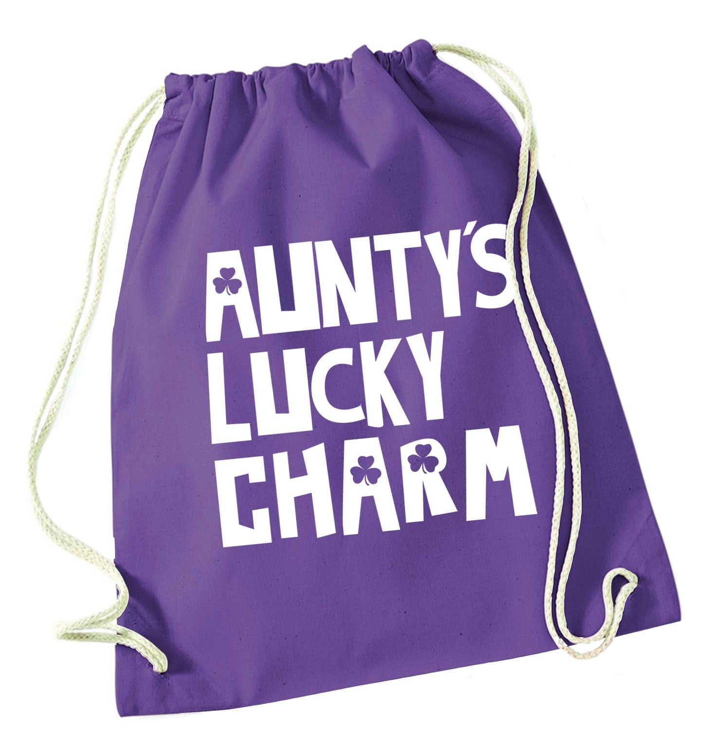 Aunty's lucky charm purple drawstring bag