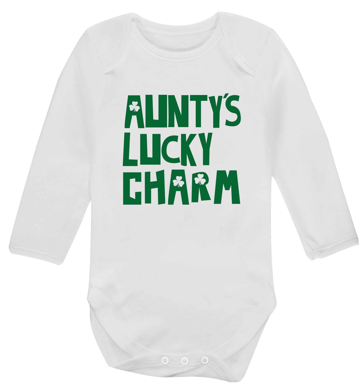 Aunty's lucky charm baby vest long sleeved white 6-12 months
