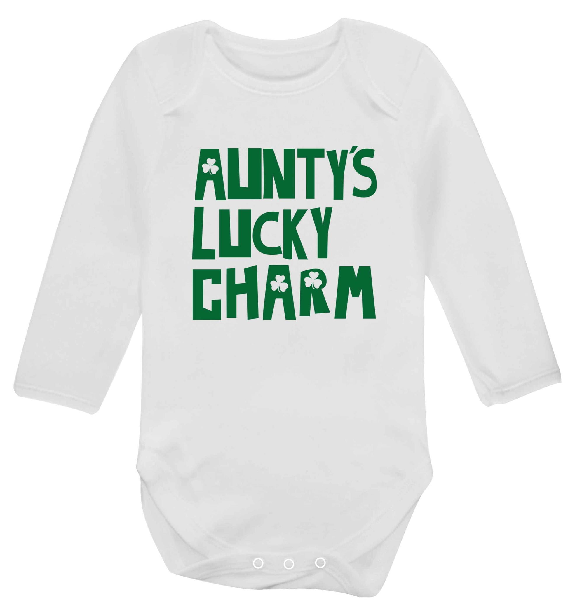 Aunty's lucky charm baby vest long sleeved white 6-12 months