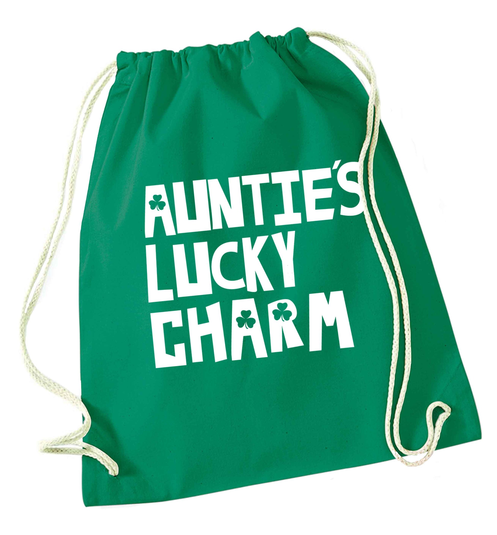 Auntie's lucky charm green drawstring bag
