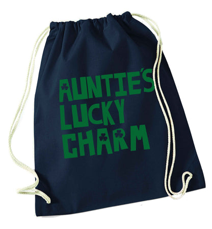 Auntie's lucky charm navy drawstring bag