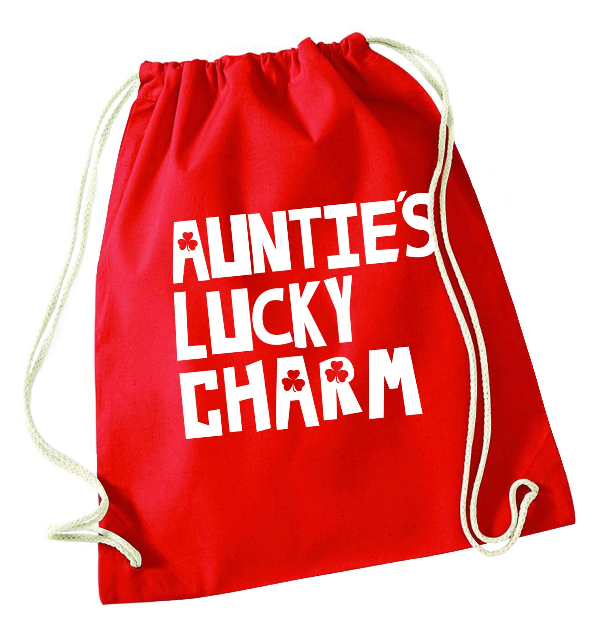 Auntie's lucky charm red drawstring bag 
