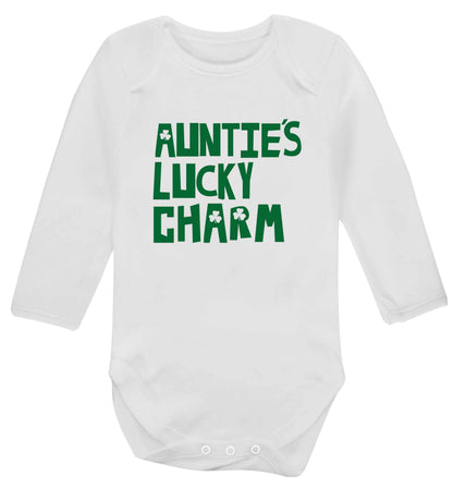 Auntie's lucky charm baby vest long sleeved white 6-12 months