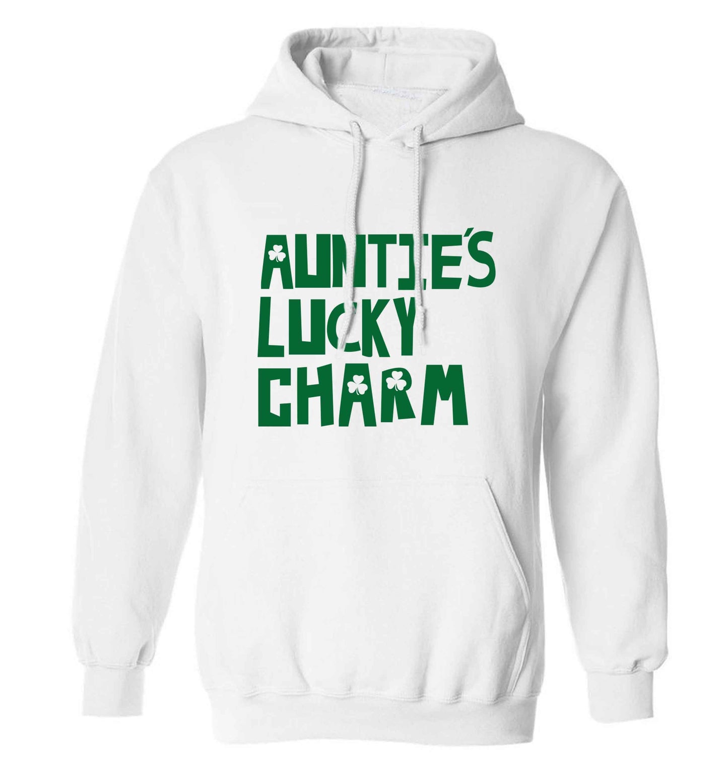 Auntie's lucky charm adults unisex white hoodie 2XL