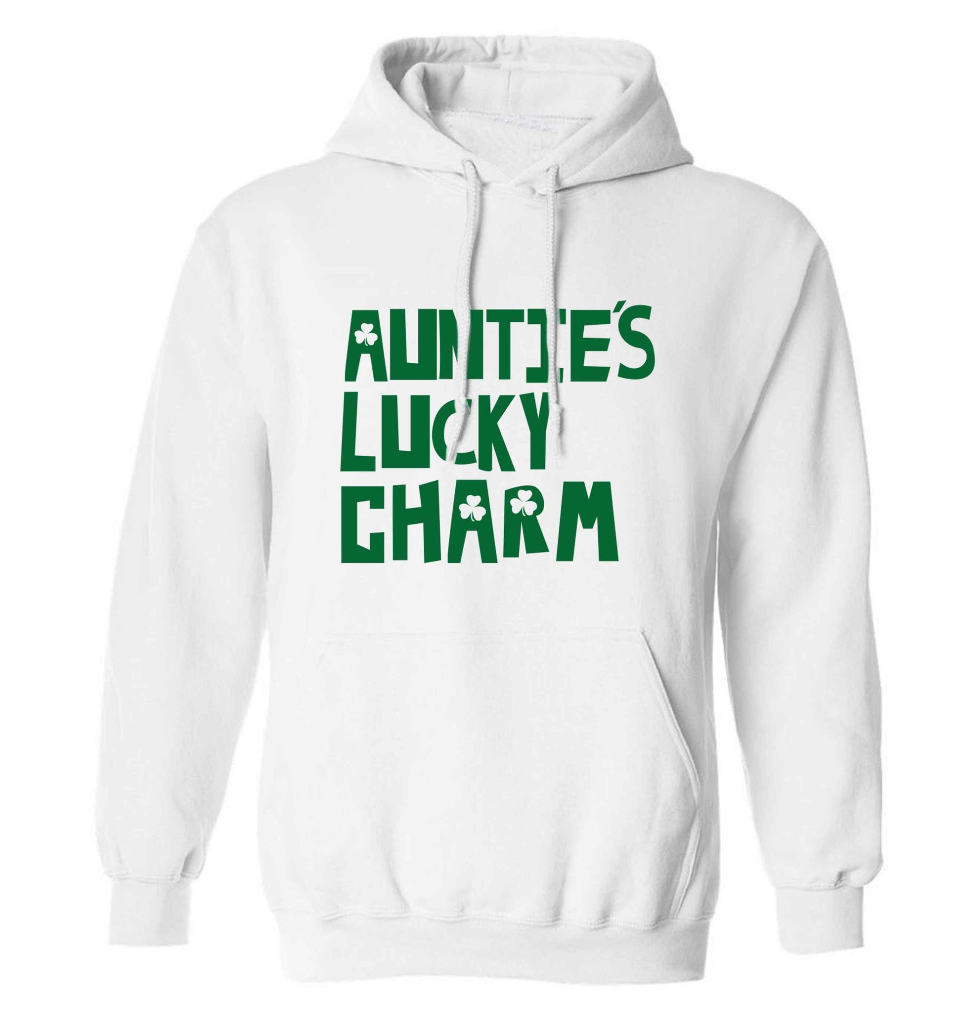 Auntie's lucky charm adults unisex white hoodie 2XL