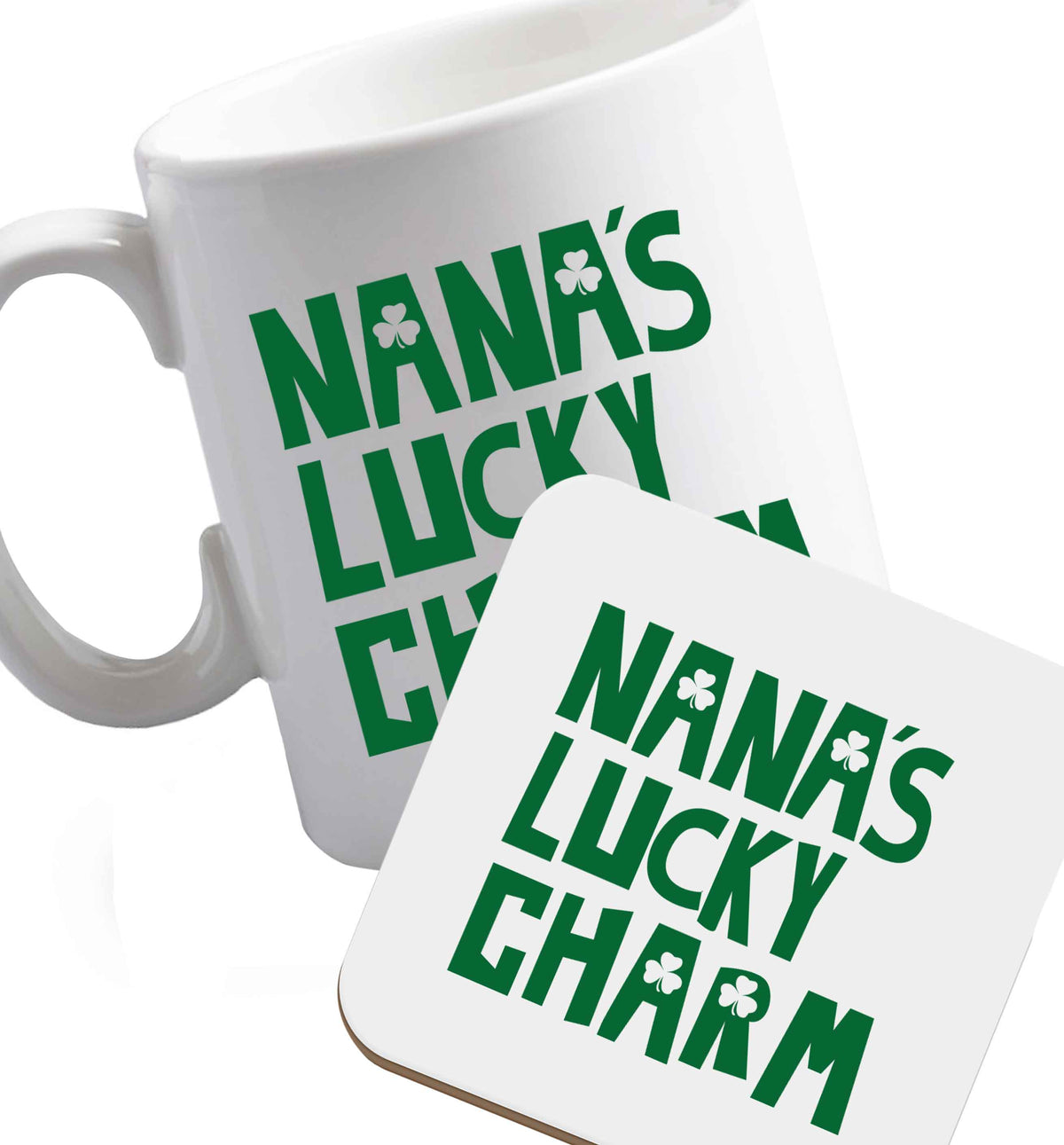 10 oz Favourite Type Pan Pancake ceramic mug and coaster set right handed