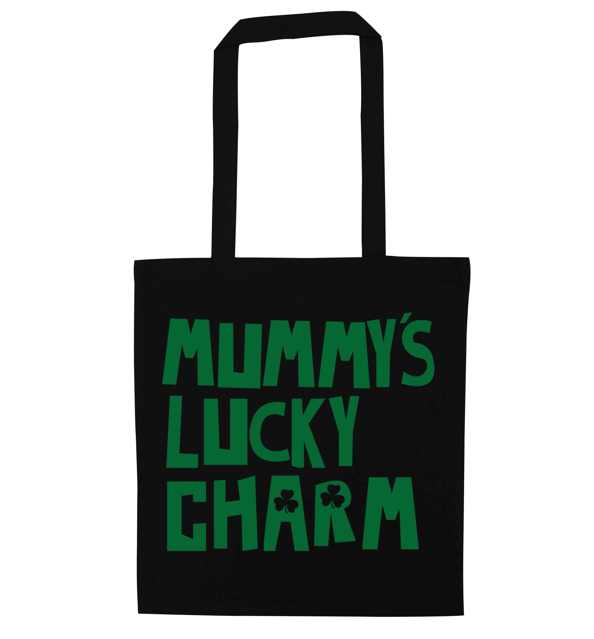 Mummy's lucky charm black tote bag
