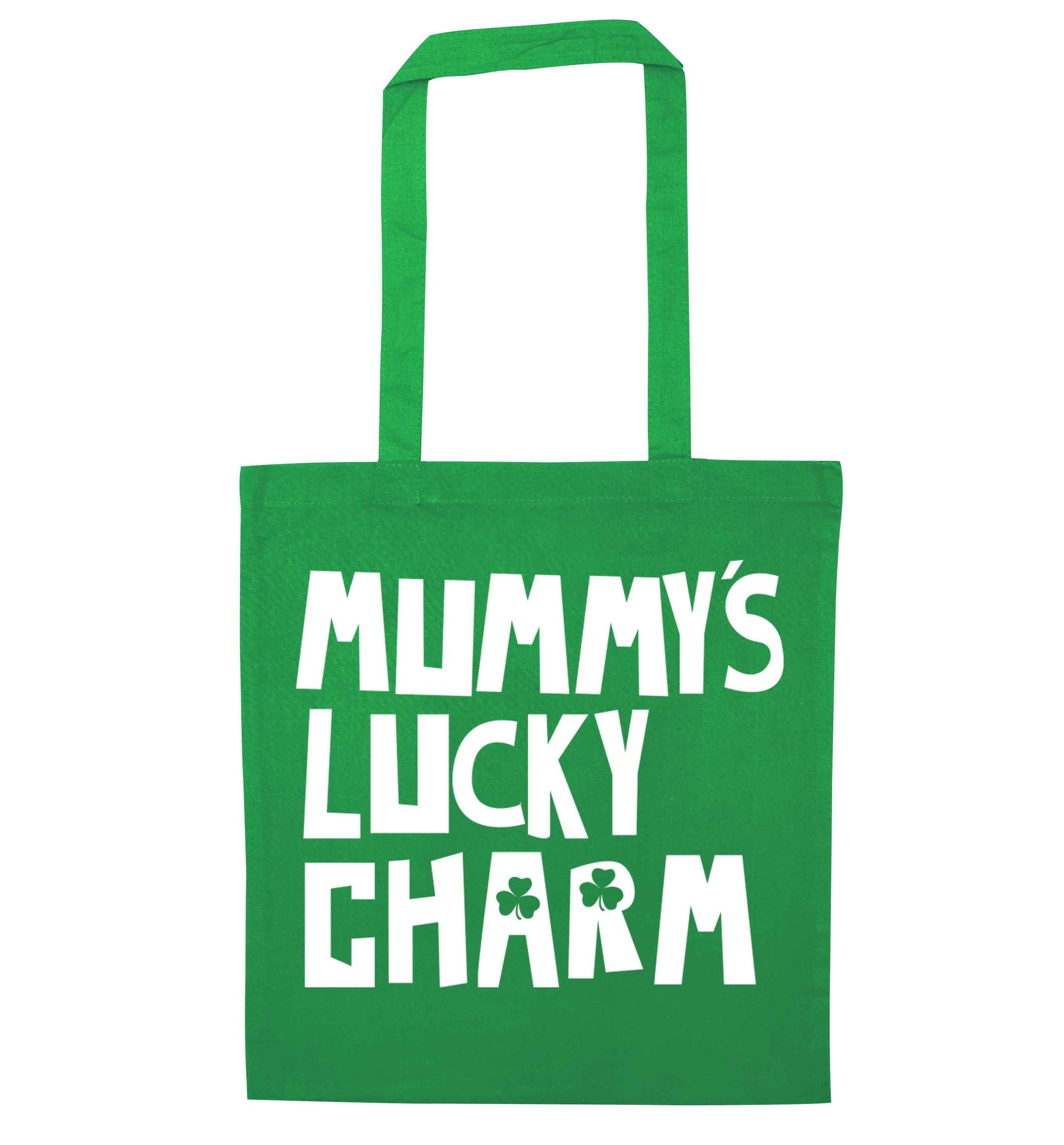 Mummy's lucky charm green tote bag