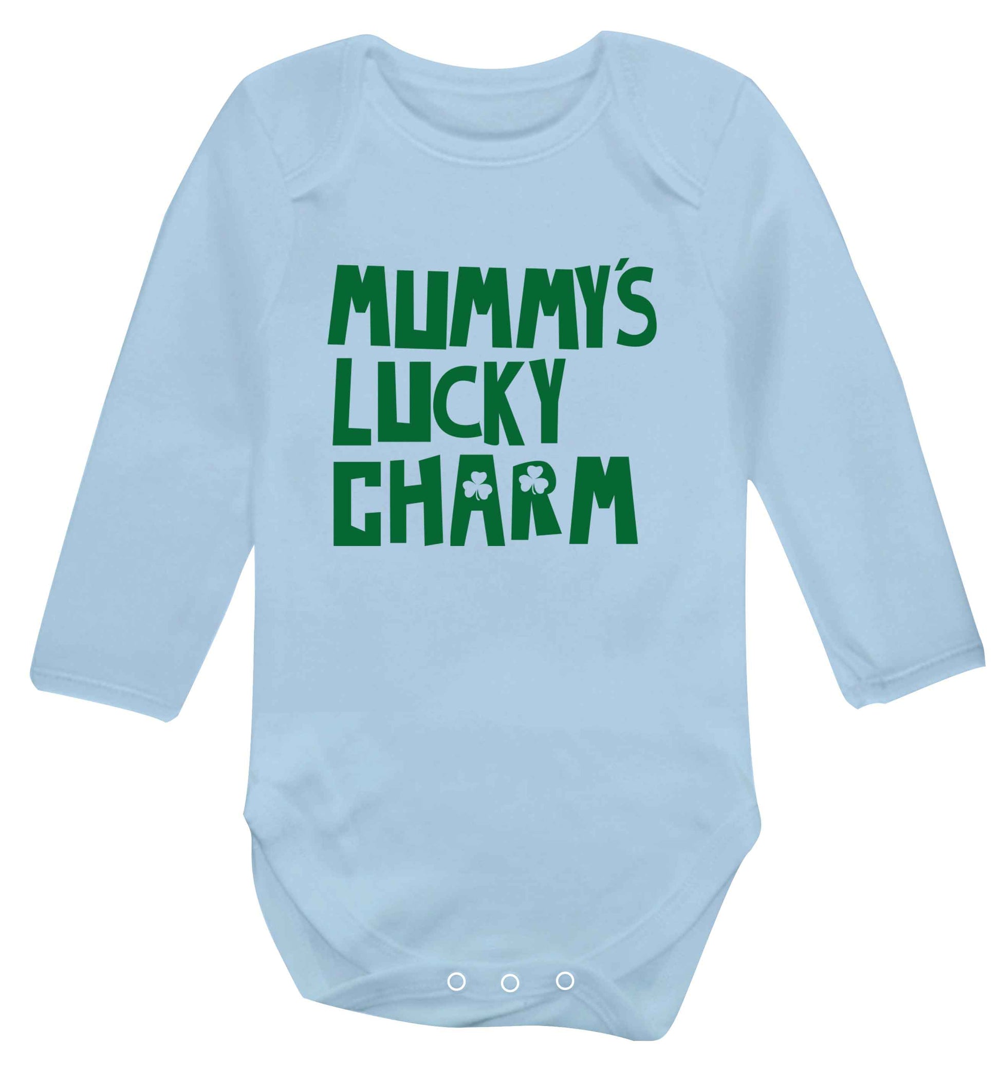Mummy's lucky charm baby vest long sleeved pale blue 6-12 months