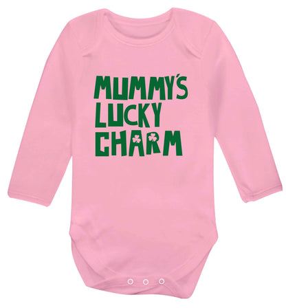 Mummy's lucky charm baby vest long sleeved pale pink 6-12 months