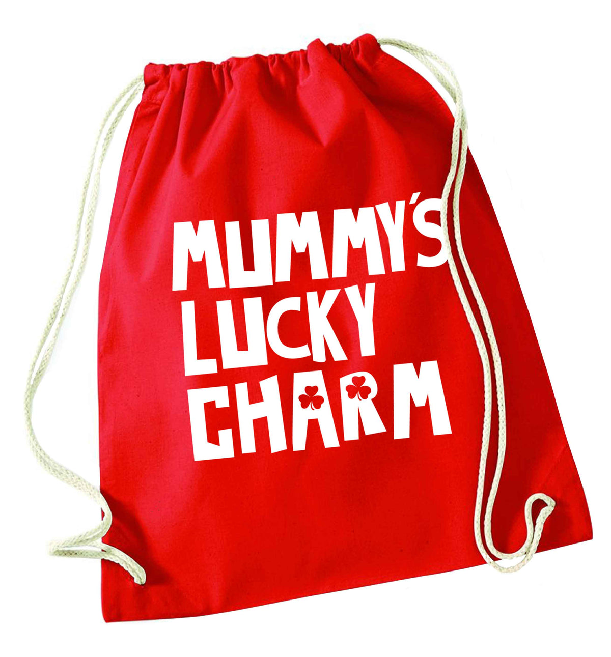 Mummy's lucky charm red drawstring bag 