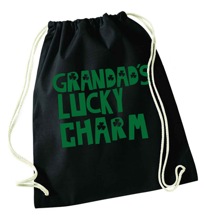Grandad's lucky charm  black drawstring bag
