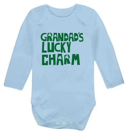 Grandad's lucky charm  baby vest long sleeved pale blue 6-12 months