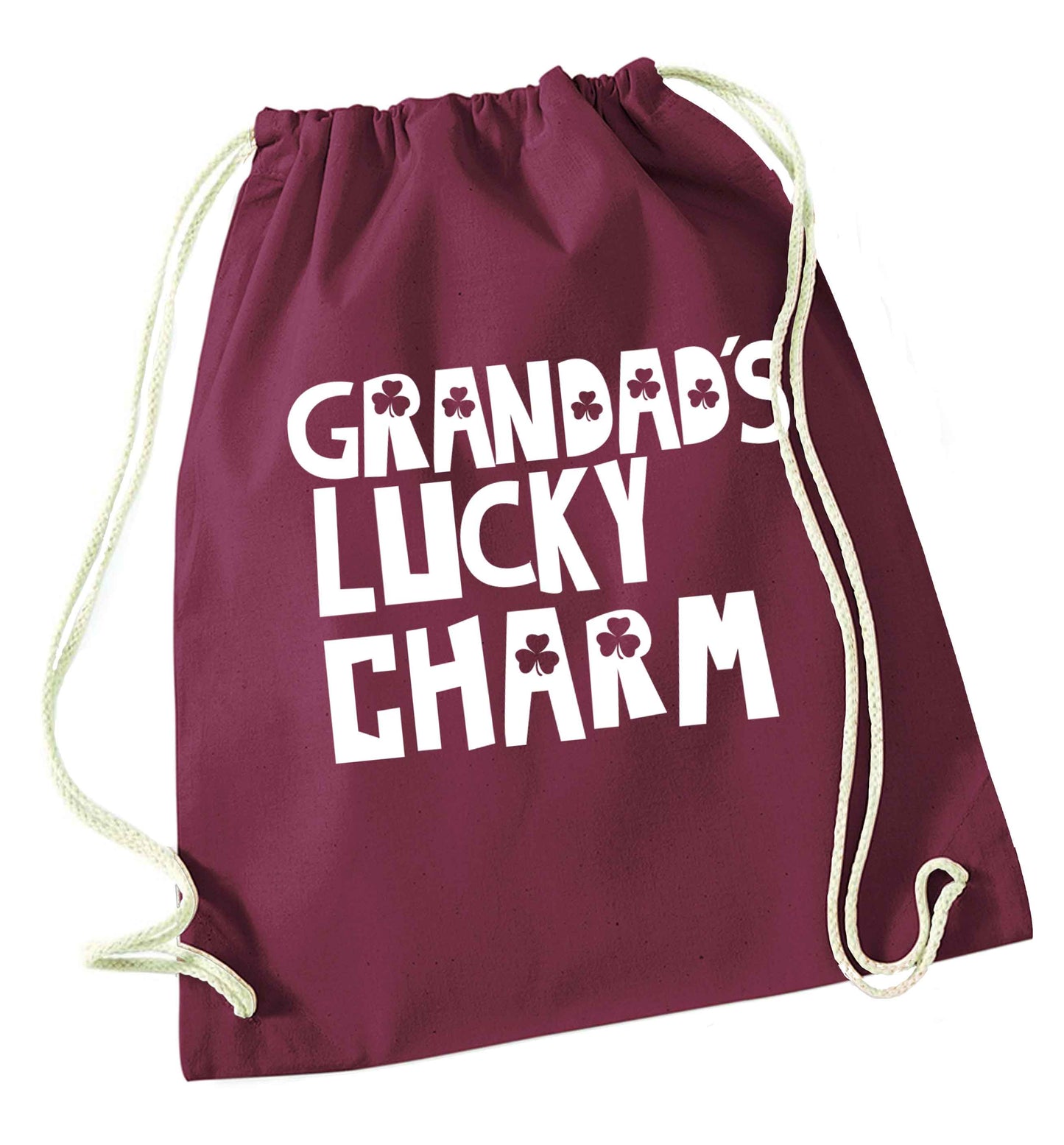 Grandad's lucky charm  maroon drawstring bag
